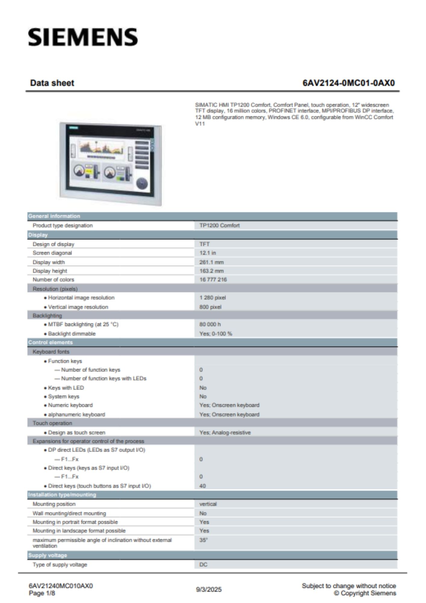 Siemens 6av21240mc010ax0